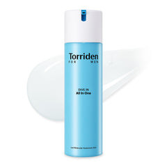 Torriden DIVE IN FOR MEN bottle close-up highlighting lightweight hydration for daily use