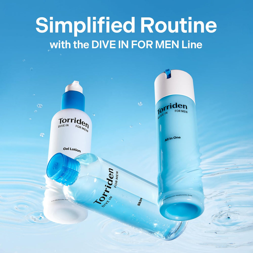 Torriden DIVE IN FOR MEN recyclable label and FSC-certified paper emphasize eco-friendliness