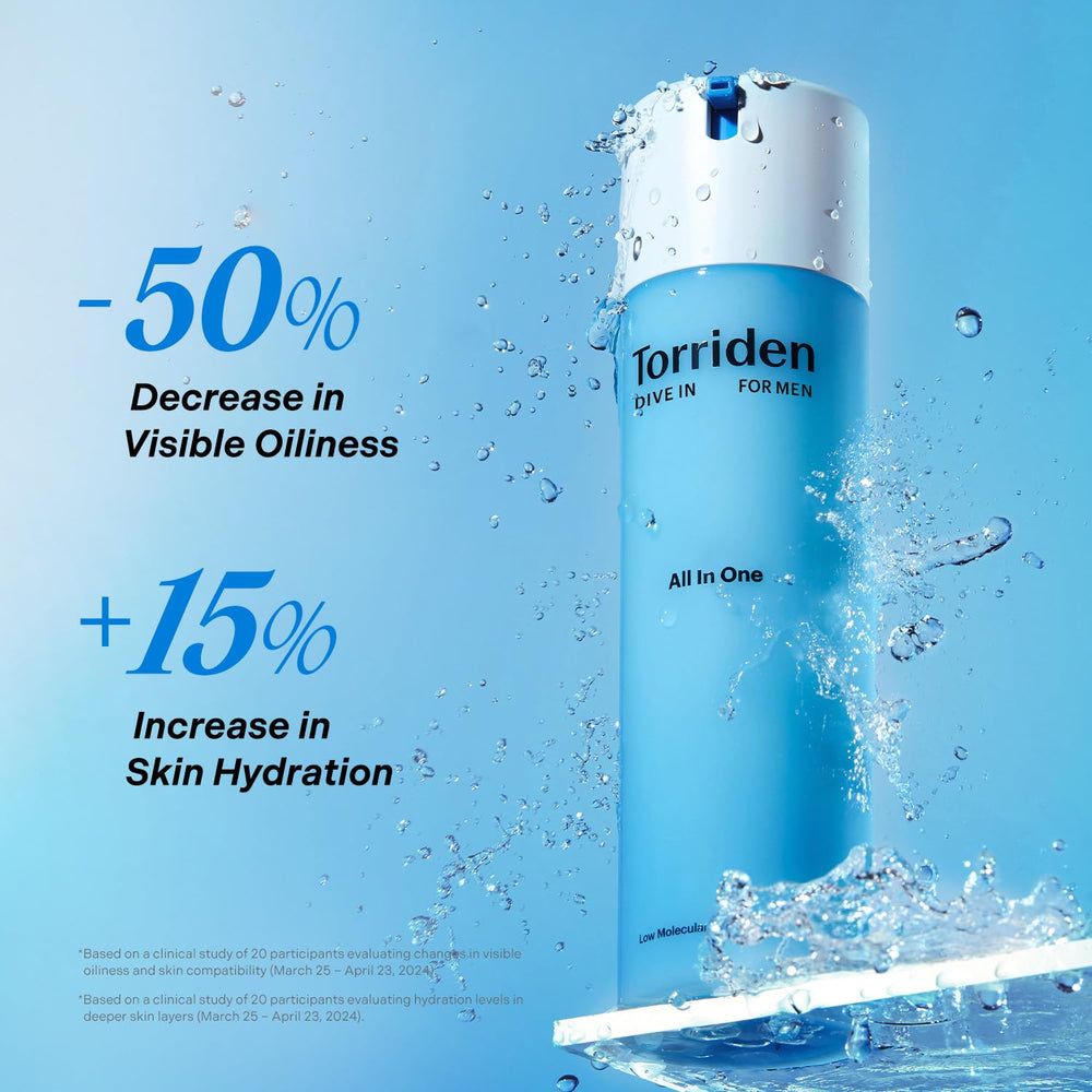Torriden DIVE IN FOR MEN gentle formula shown for sensitive skin comfort
