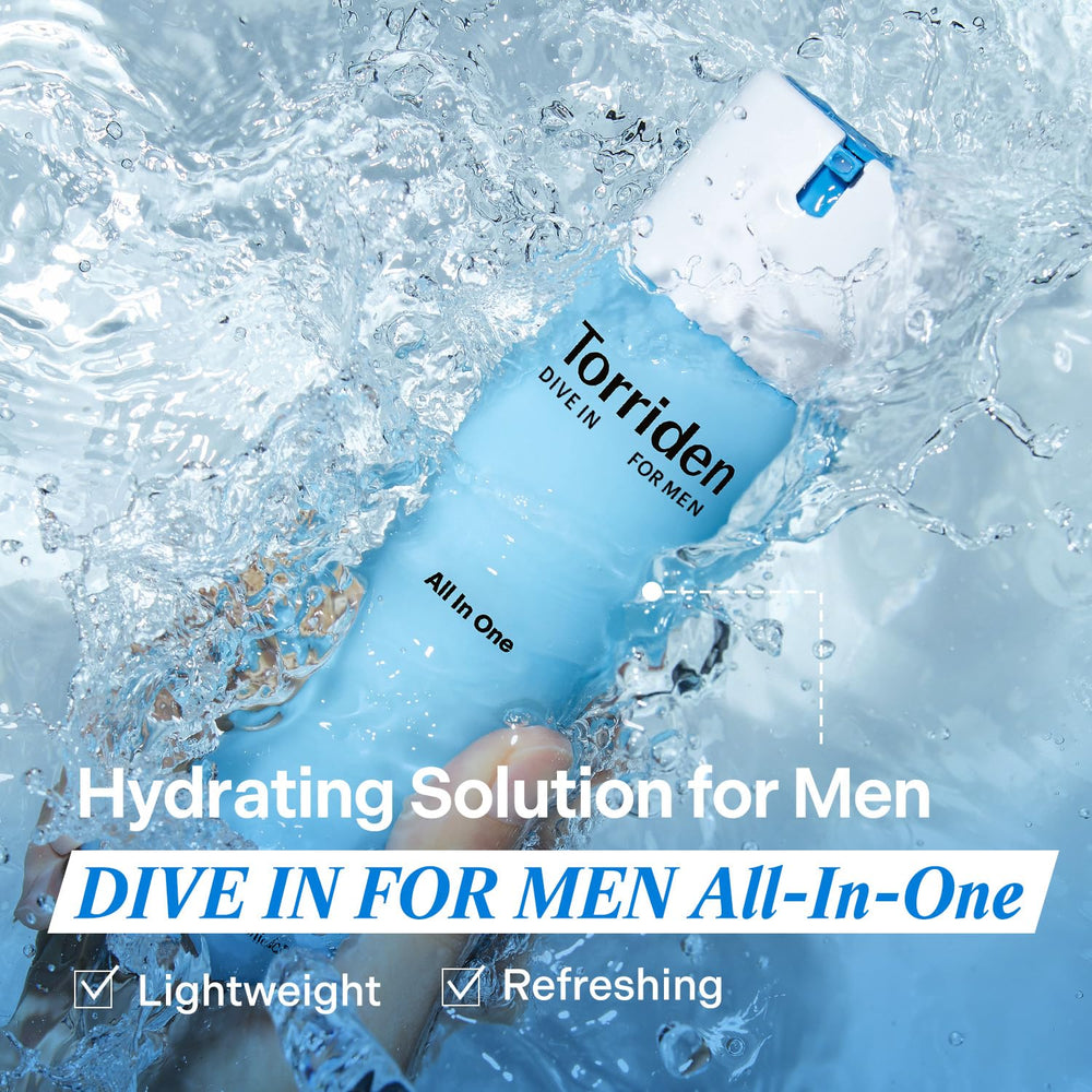 Torriden DIVE IN FOR MEN skin absorption shot emphasizes rapid yet lasting hydration