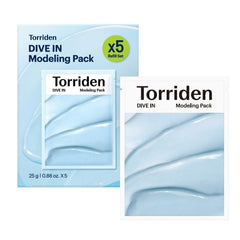 Torriden DIVE IN Modeling Mask 5-pack packaging for convenient at-home hydration.