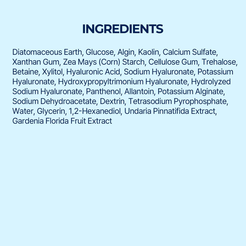 Torriden DIVE IN Modeling Mask includes glucose and algin to help retain moisture.