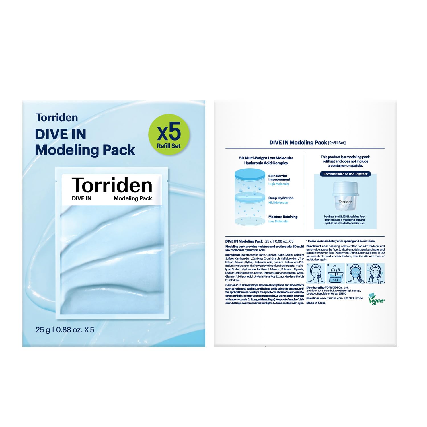 Torriden DIVE IN Modeling Mask hypoallergenic formula suitable for sensitive skin.