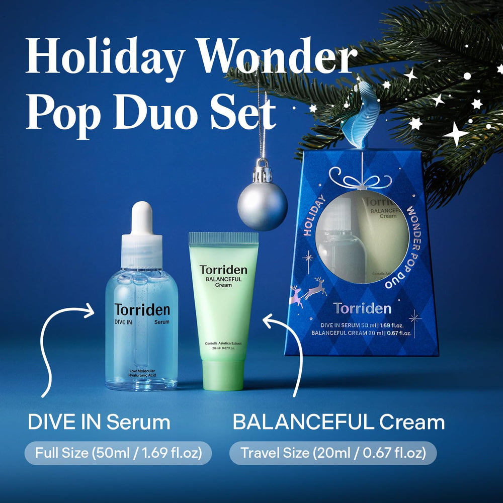 Torriden DIVE IN serum bottle highlights multi-weight hydration for plump skin.