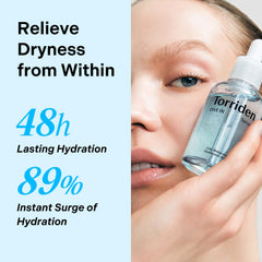 Torriden DIVE IN serum texture close-up reveals light, water-like formula.