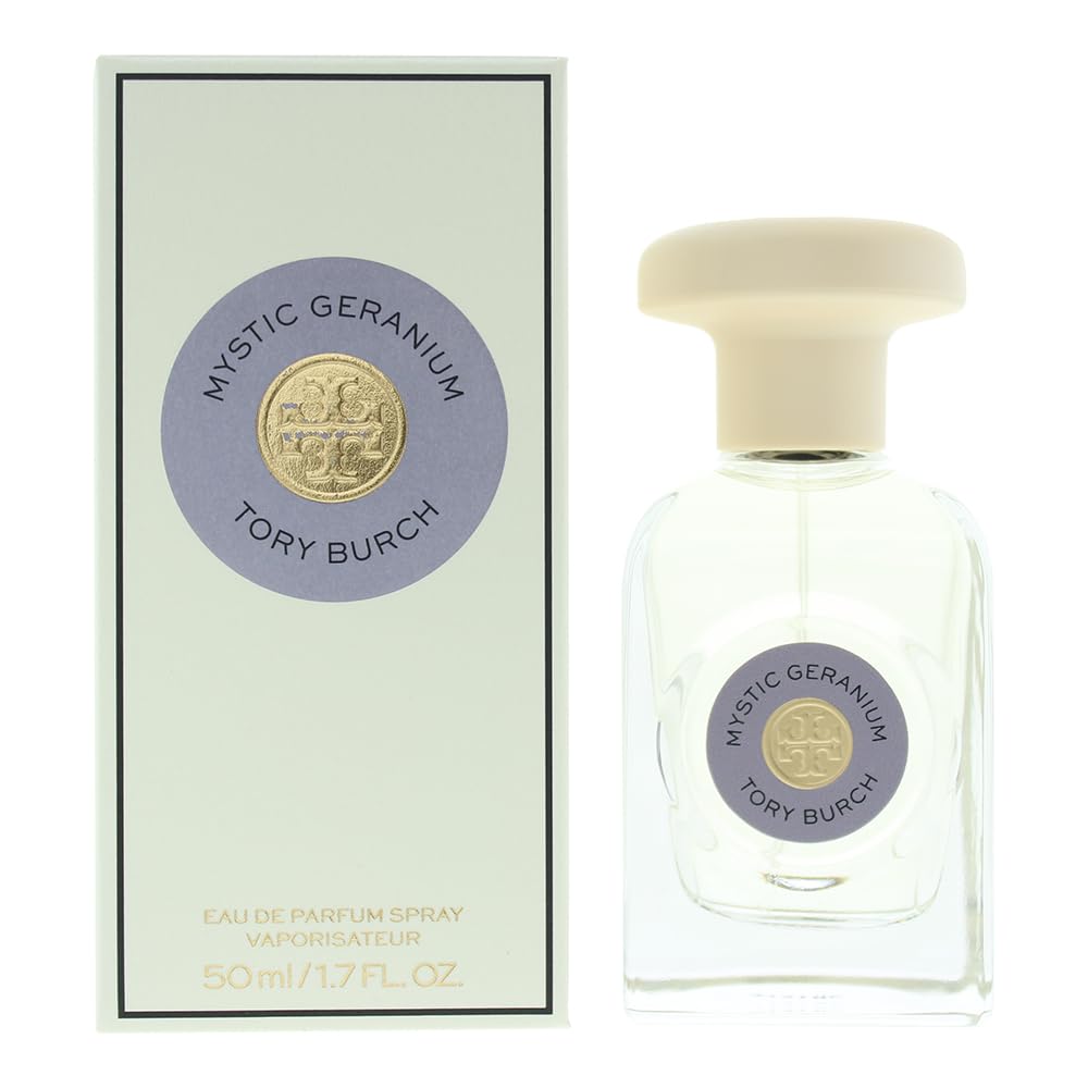 Tory Burch Mystic Geranium EDP bottle, ideal for daily wear with a fresh floral-woody scent