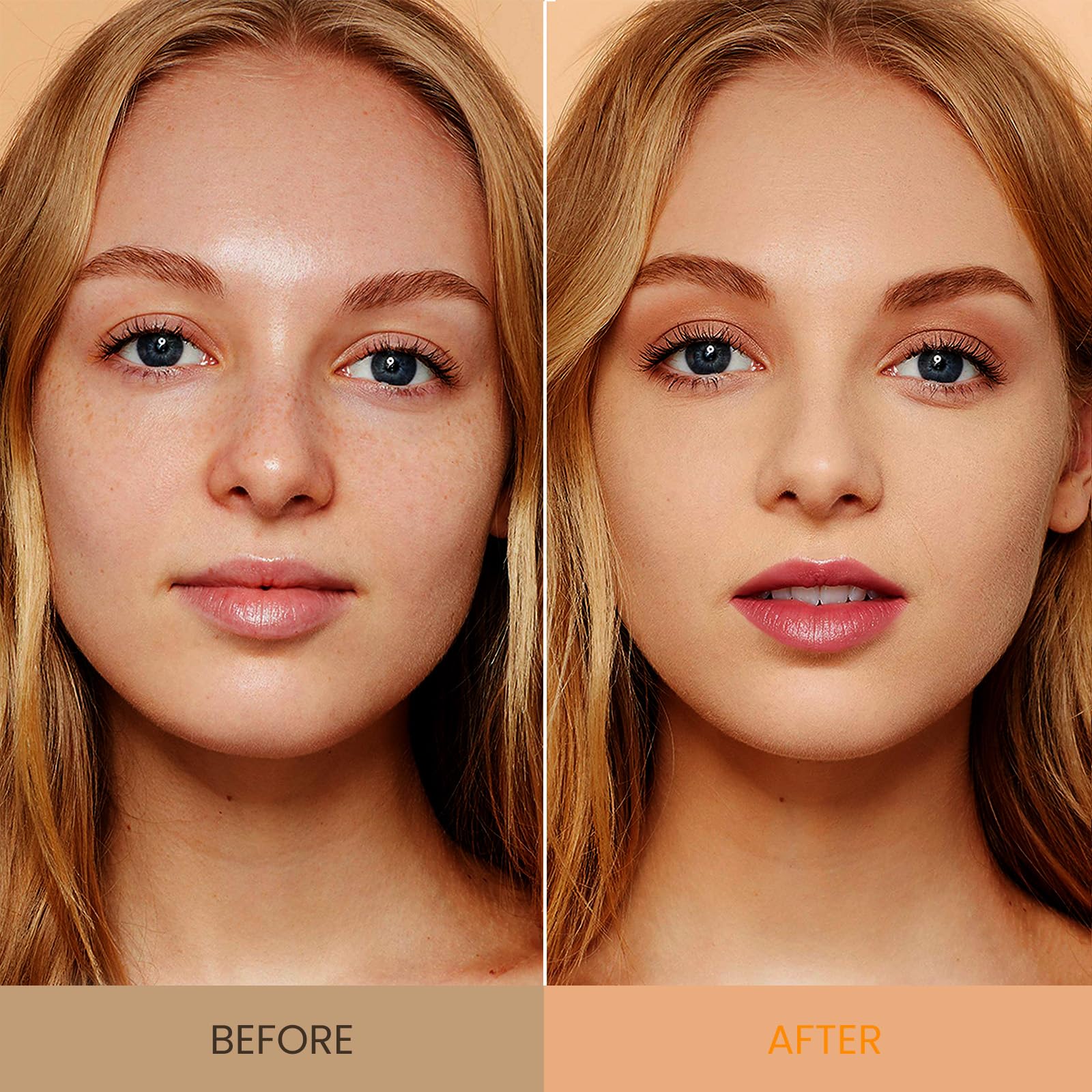 TOSOUATOP model wearing full-coverage makeup.