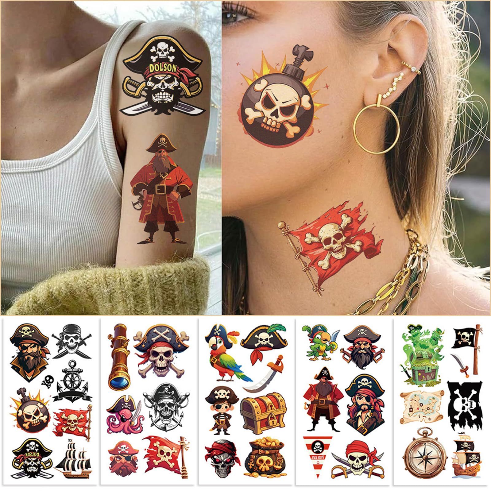 Tostmrks parrot design adds color and playfulness for interactive face or arm art.