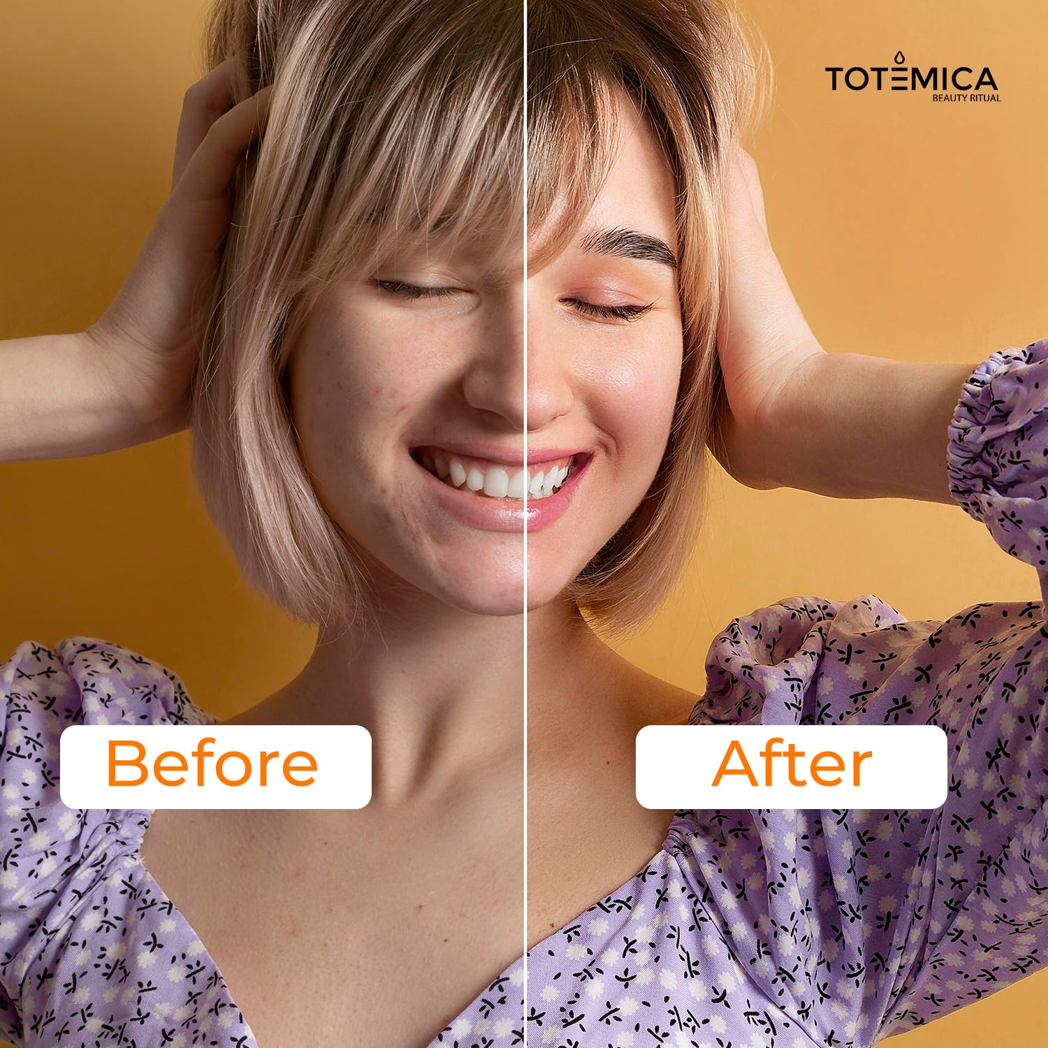 Totemica Vitamin C Serum application scene by mirror on vanity