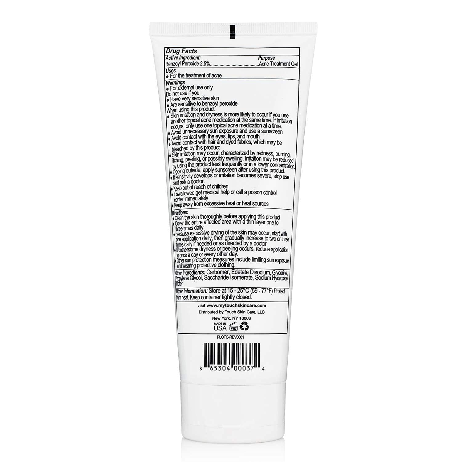 Touch Benzoyl Peroxide 2.5 percent gel helps back acne discreetly