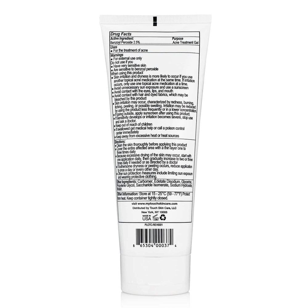Touch Benzoyl Peroxide 2.5 percent gel helps back acne discreetly