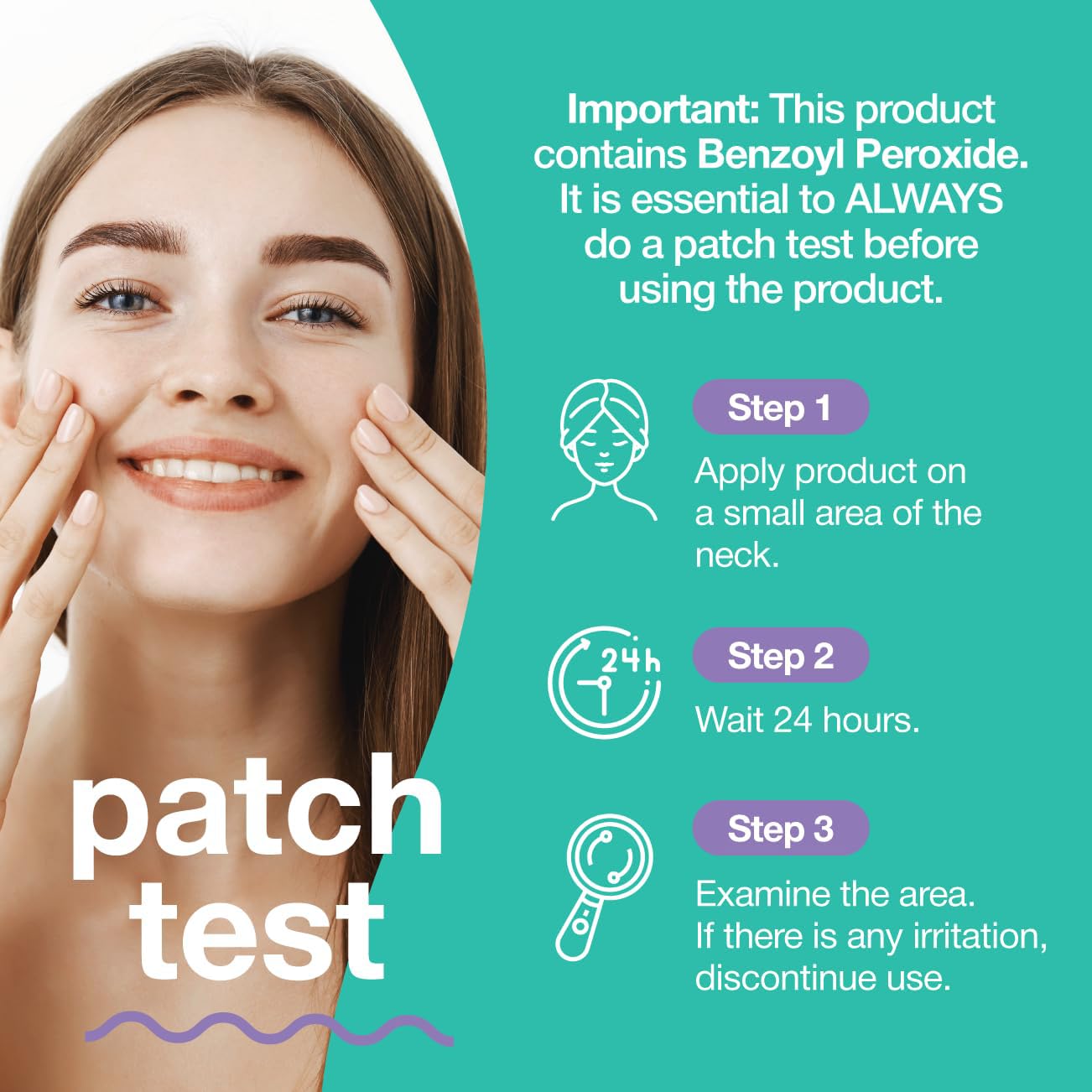 Applied on the face, Touch Benzoyl Peroxide 2.5 percent gel absorbs quickly
