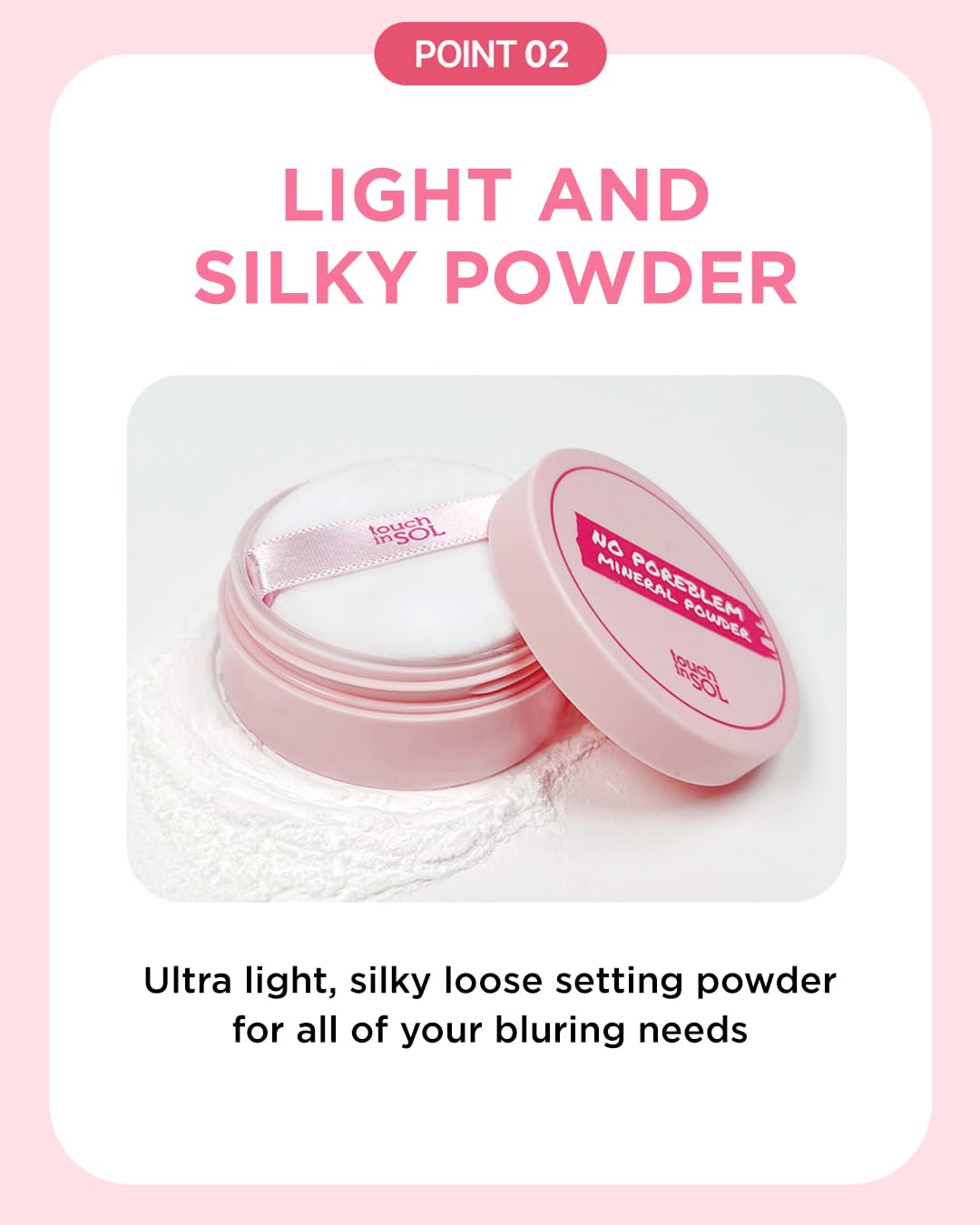 Touch in Sol makeup setting powder for long-lasting wear.