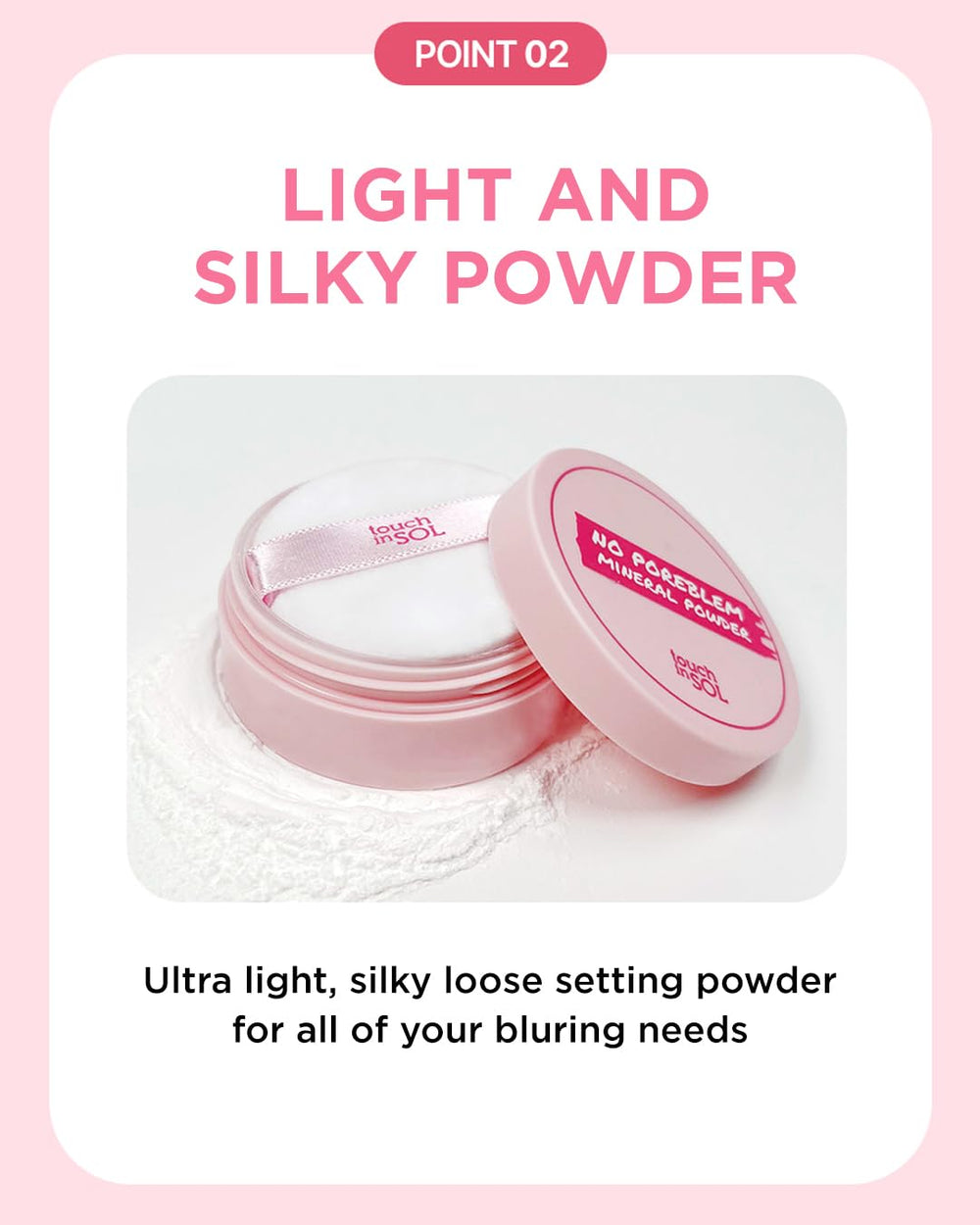 Touch in Sol makeup setting powder for long-lasting wear.
