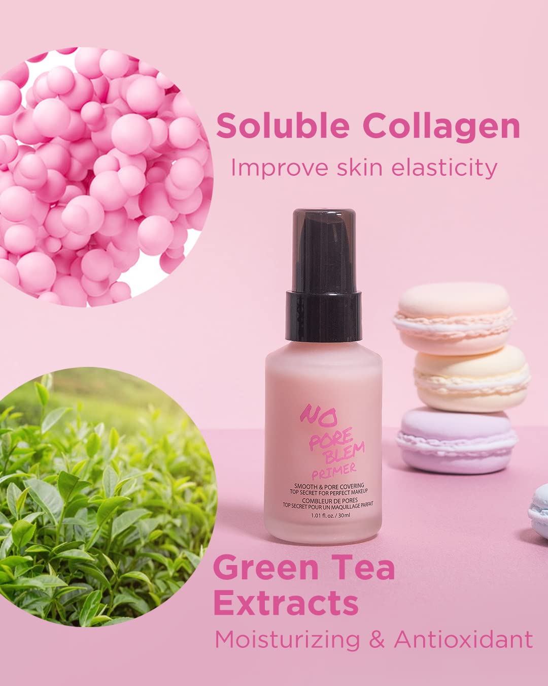 Touch In Sol No Pore Blem Primer green-tea-extract closeup highlighting nourishing base.