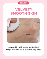 Touch in Sol pore-blurring finish helps makeup stay smooth and refined.