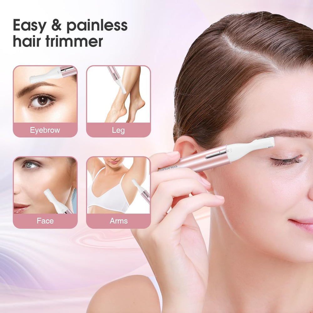 Close-up of TOUCHBeauty double-sided blades for smooth trimming.