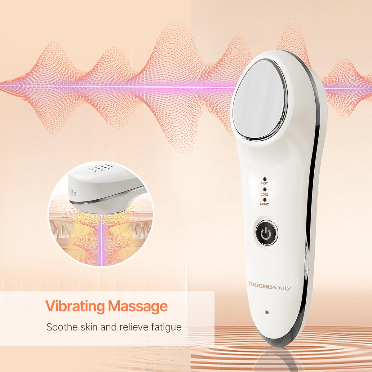 TOUCHBeauty massager near neck shows sculpting and contouring benefits.