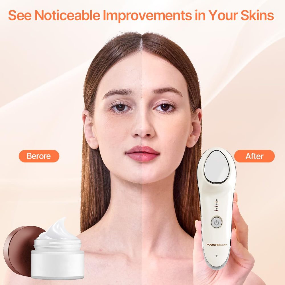 TOUCHBeauty massager close-up demonstrates serum absorption with warming action.