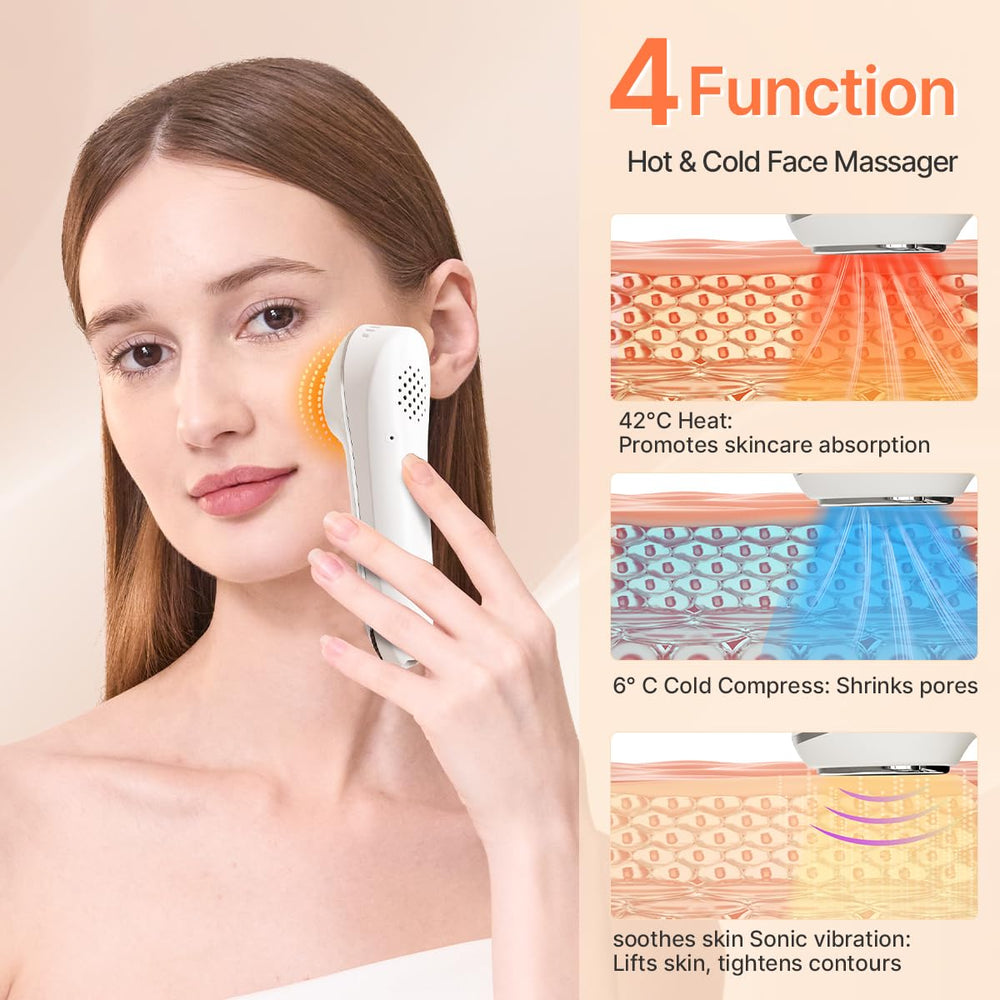 TOUCHBeauty Face Massager warming setup highlights improved serum absorption and skin plumpness.