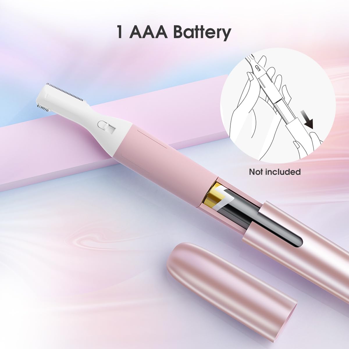 TOUCHBeauty travel-ready trimmer shown with cosmetic bag.
