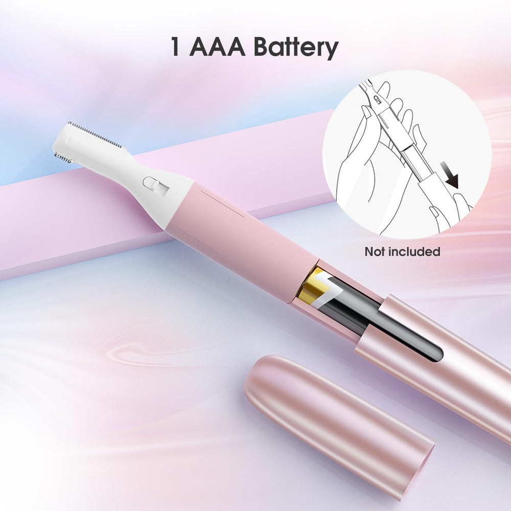 TOUCHBeauty travel-ready trimmer shown with cosmetic bag.