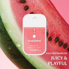 Touchland Wild Watermelon hand sanitizer bottle in compact packaging.