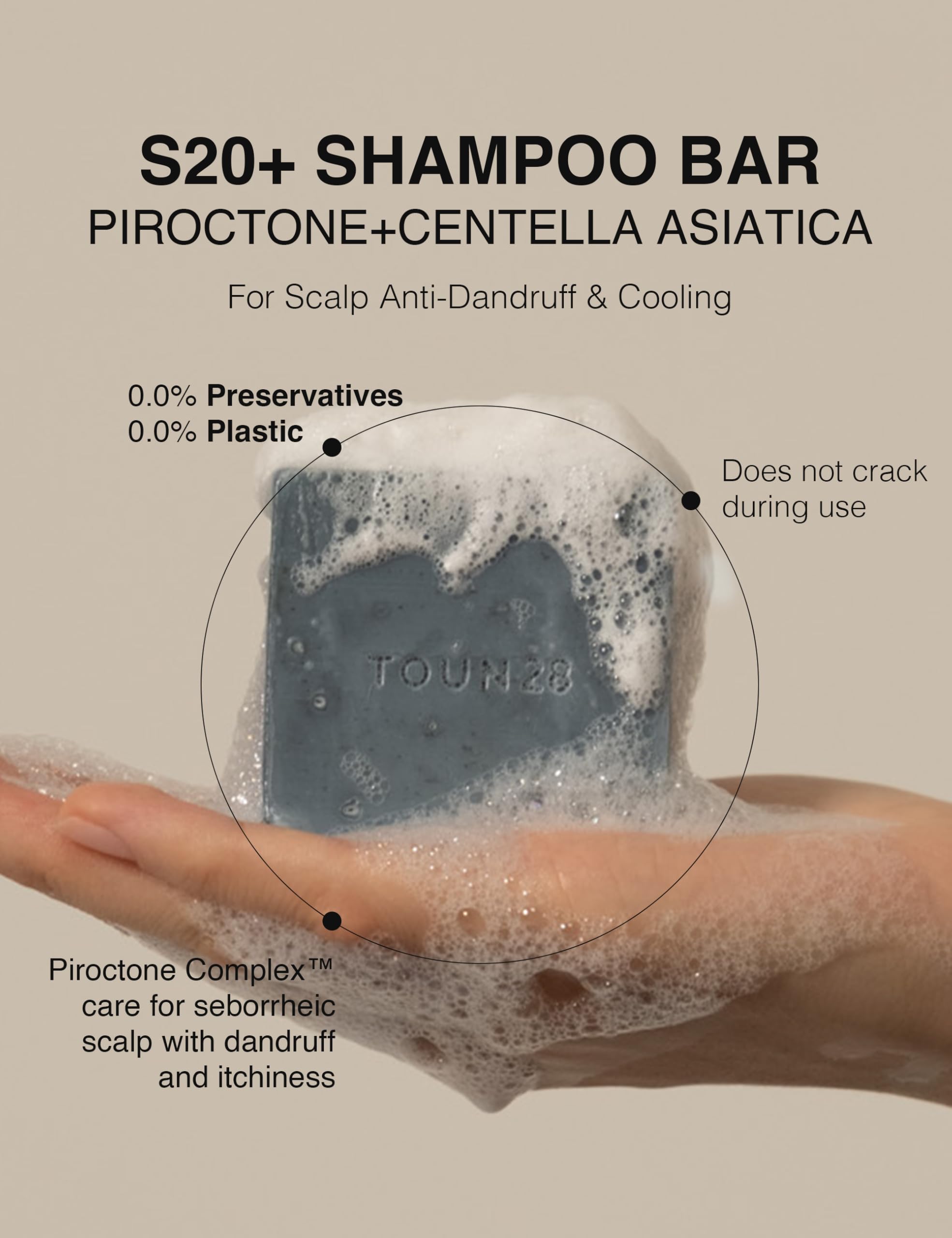 TOUN28 shampoo bar with menthol-cooling close-up for refreshing sensation