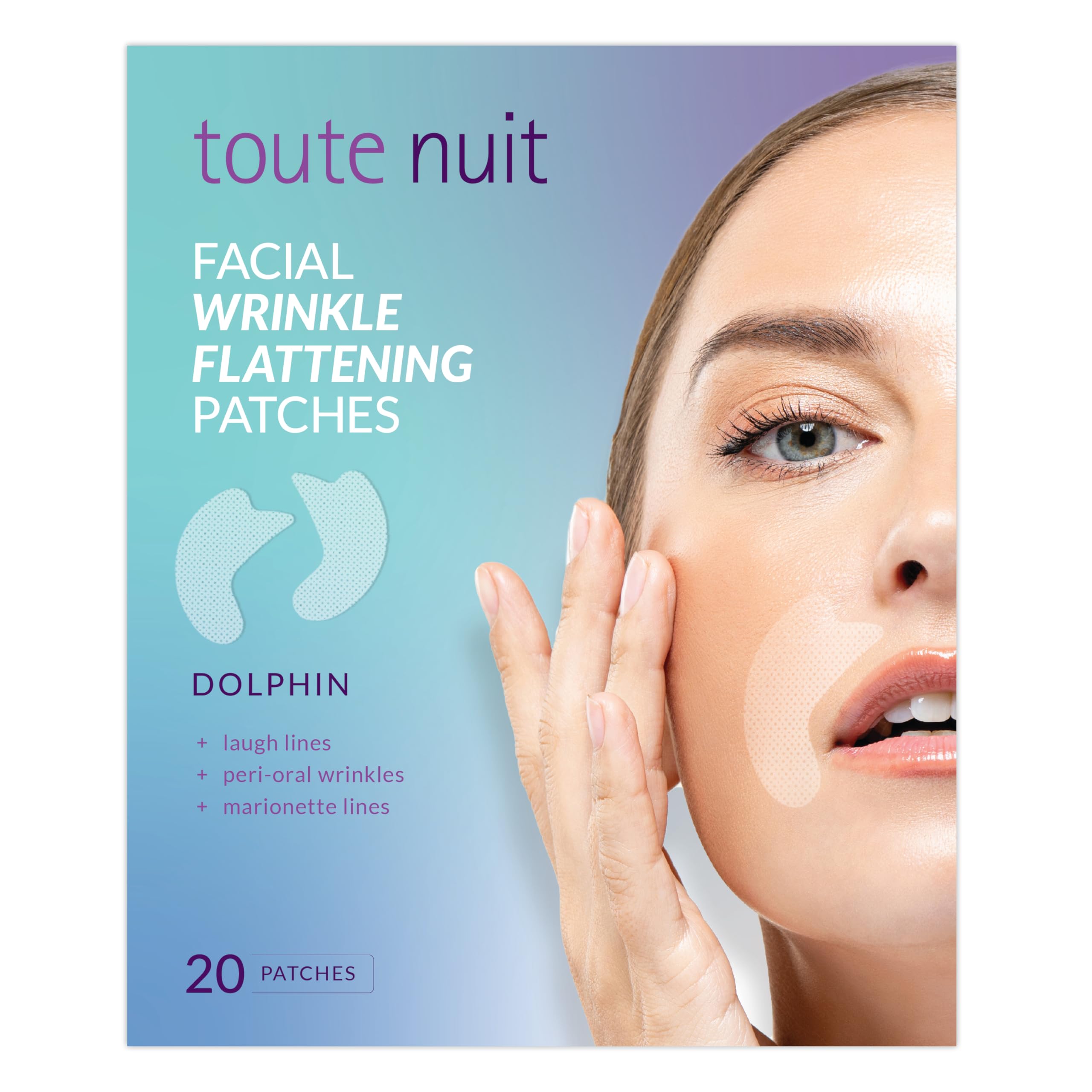 Toute Nuit dolphin-wrinkle-patches around mouth soothe smile lines overnight.