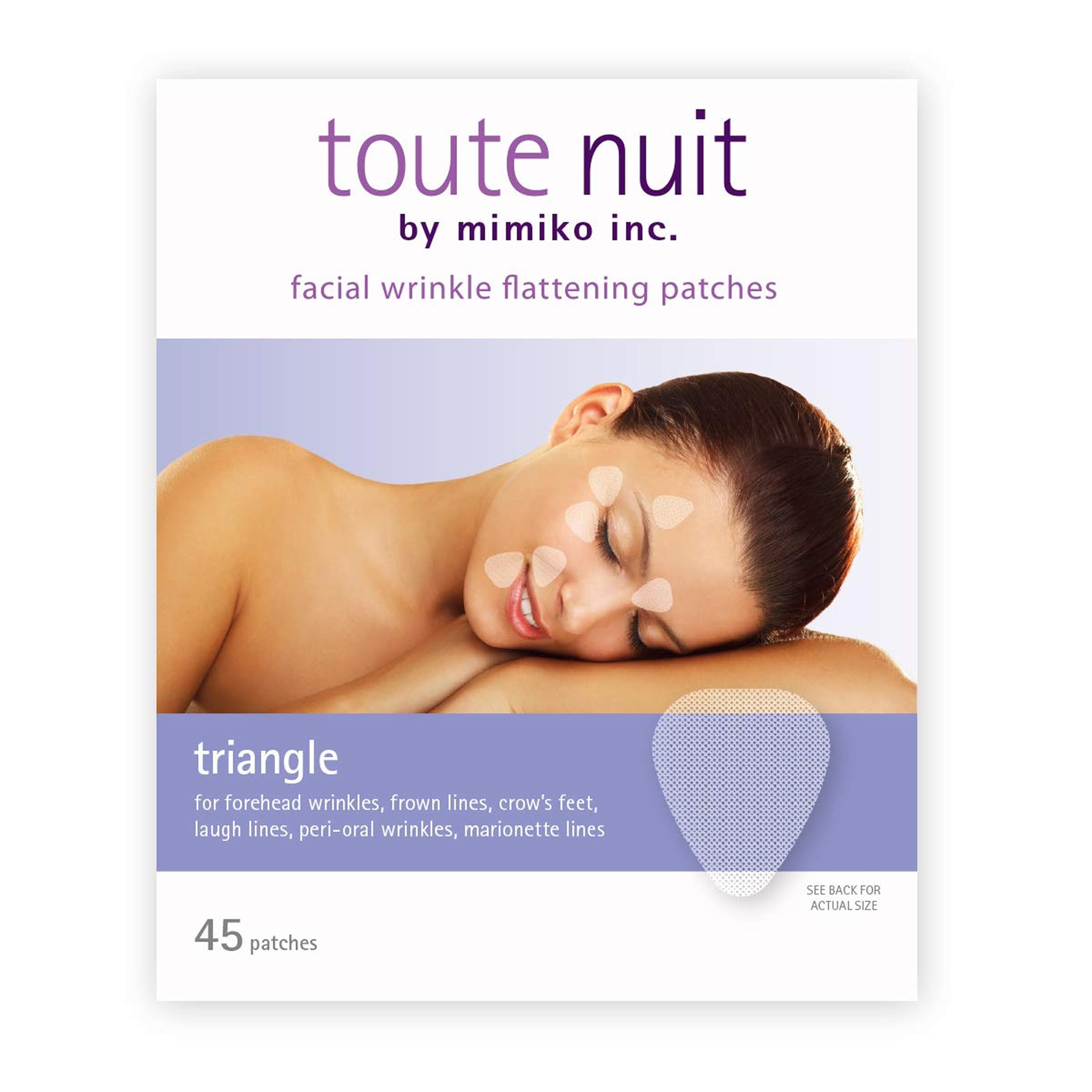 Toute Nuit Triangle Wrinkle Patches reduce frown lines with hypoallergenic, skin-safe formula.