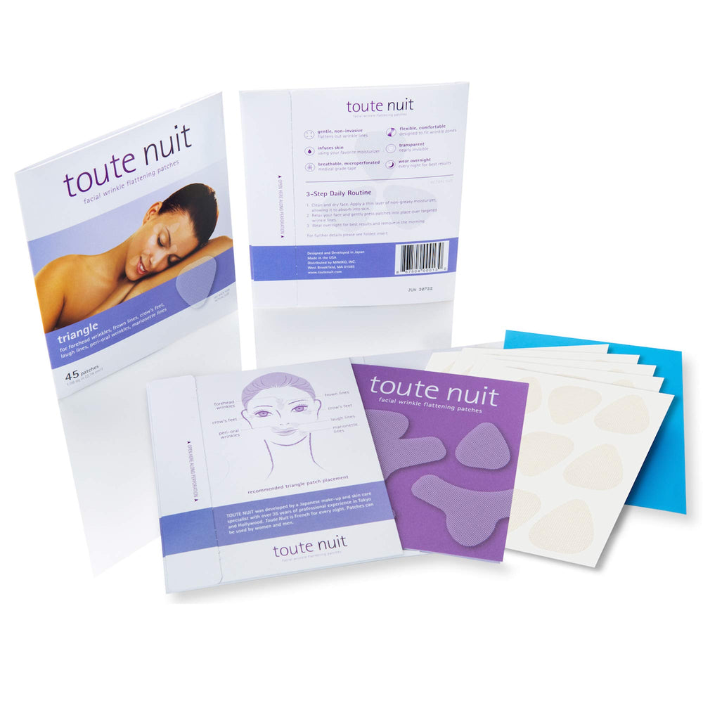 Toute Nuit Wrinkle Patches stay in place overnight, comfortable while you sleep.