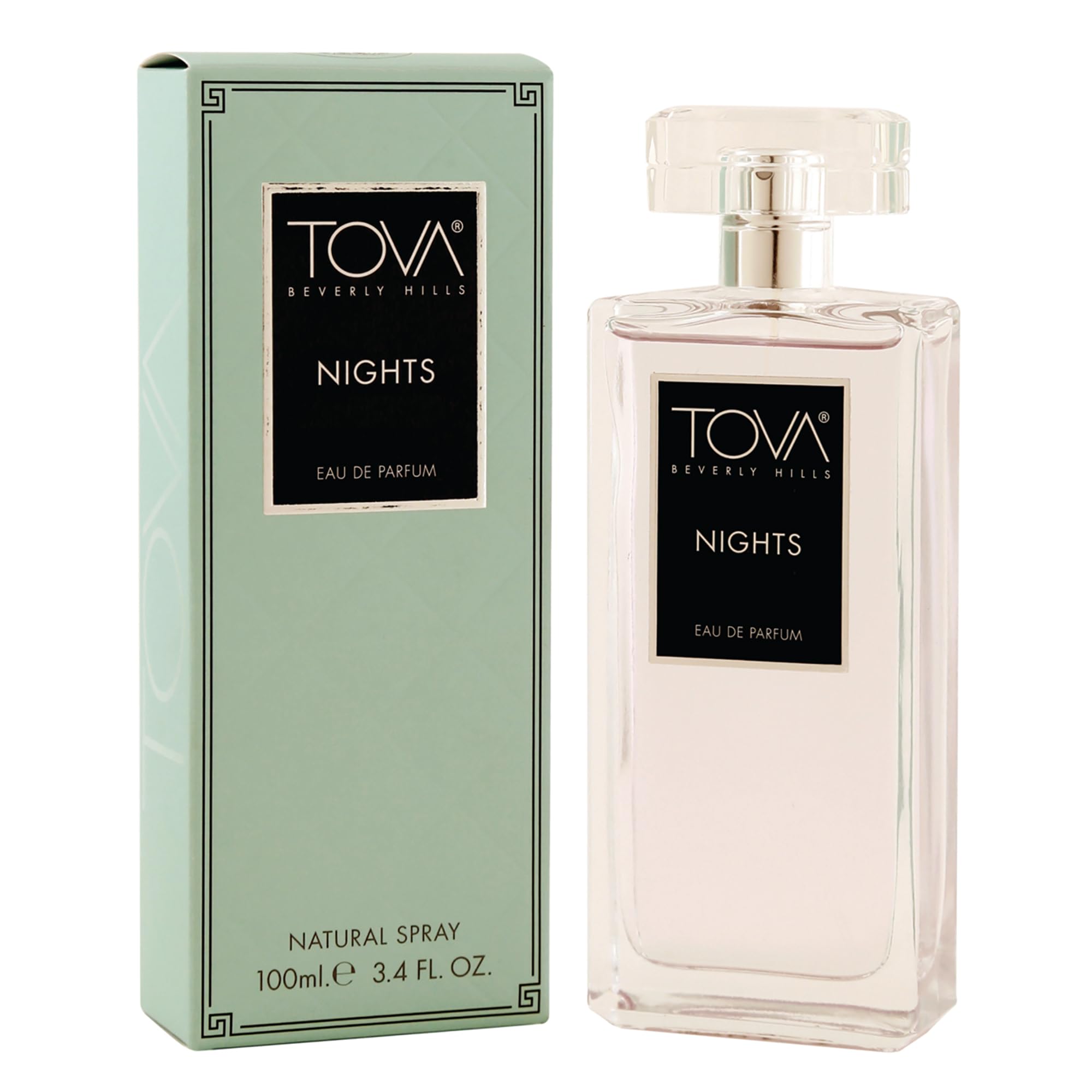 Tova Nights bottle front with pear and floral notes for evening elegance.