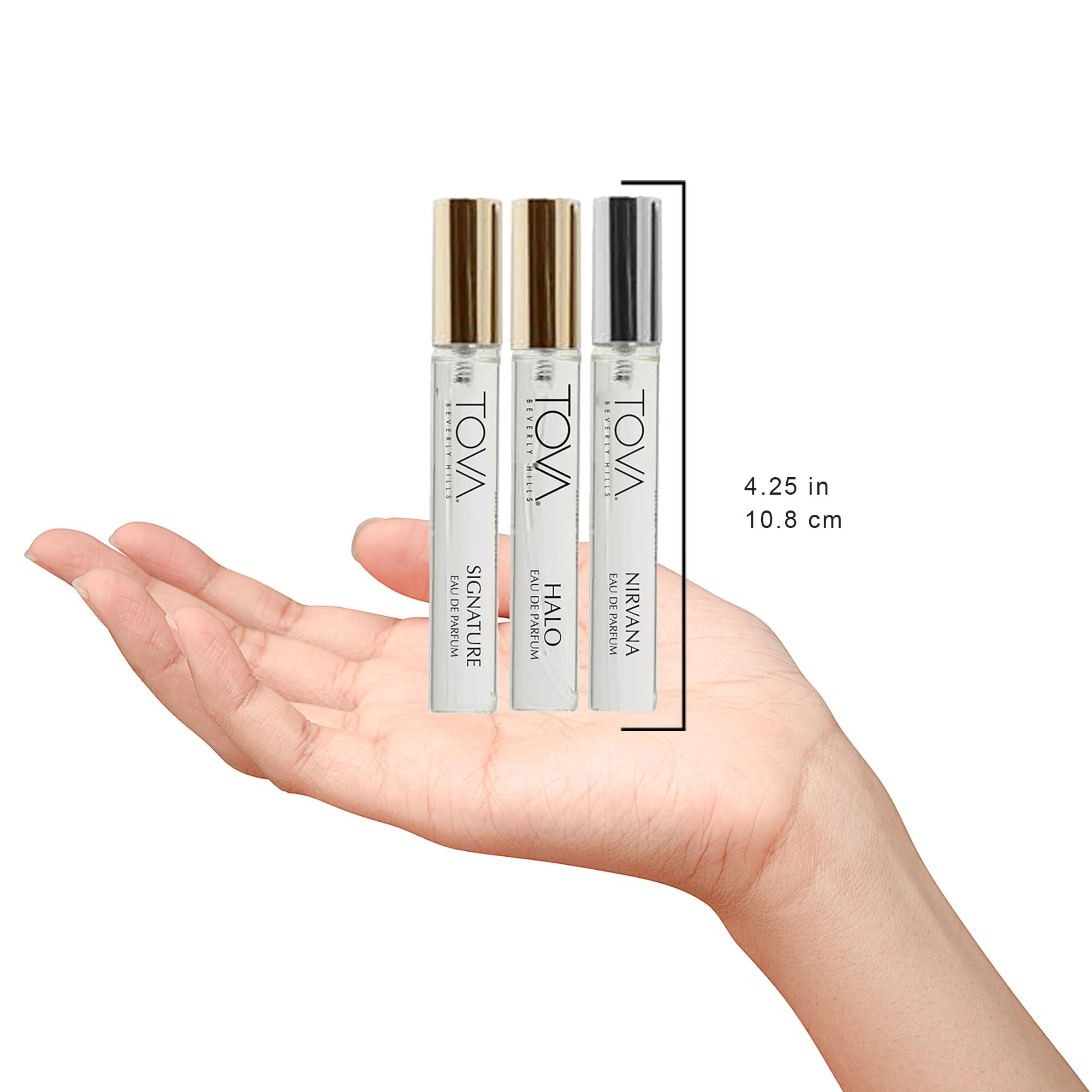 Tova Nirvana pen spray bottle, serene floral-woody blend for calm days.
