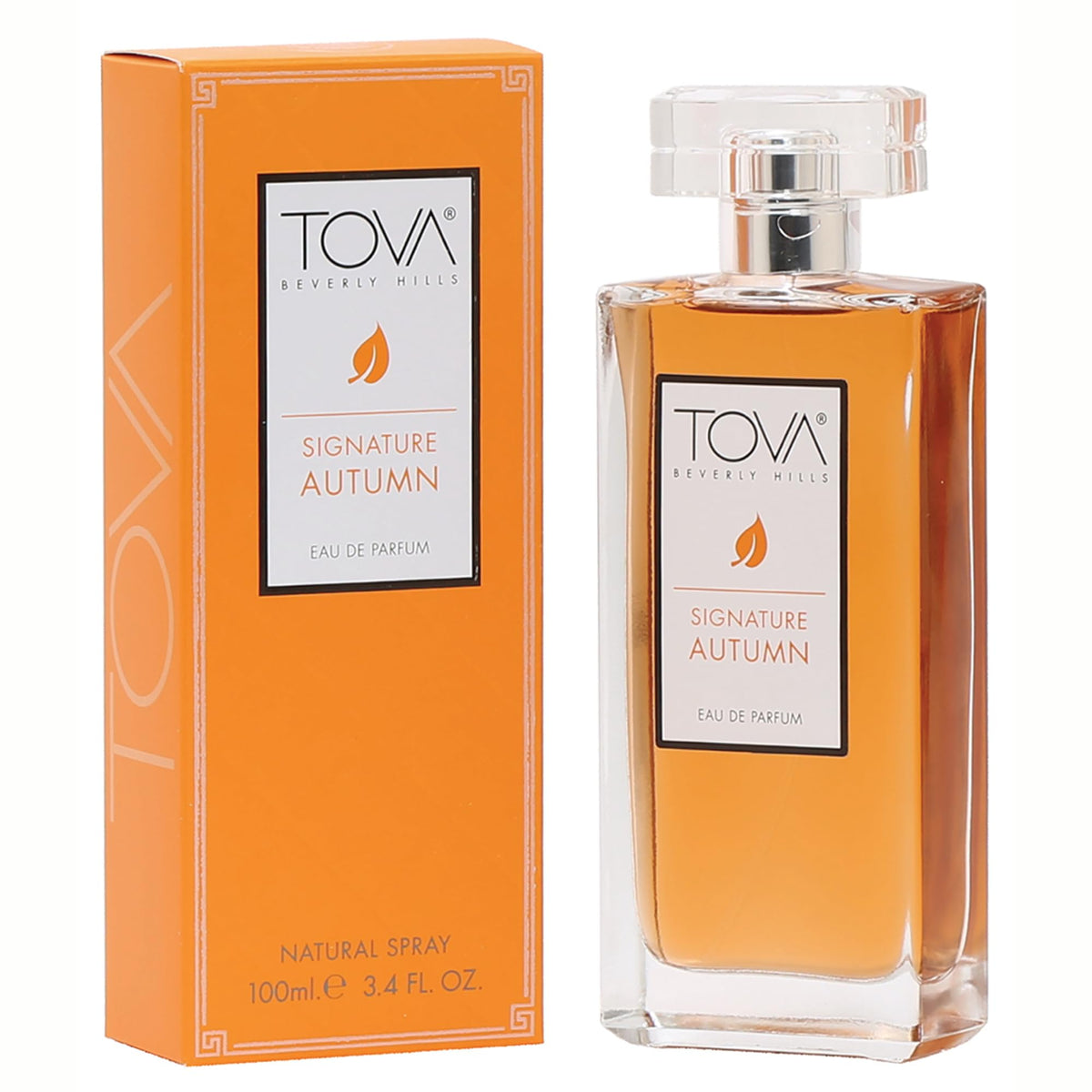 Tova Signature Autumn bottle closeup, crisp floral amber notes for fall wear.