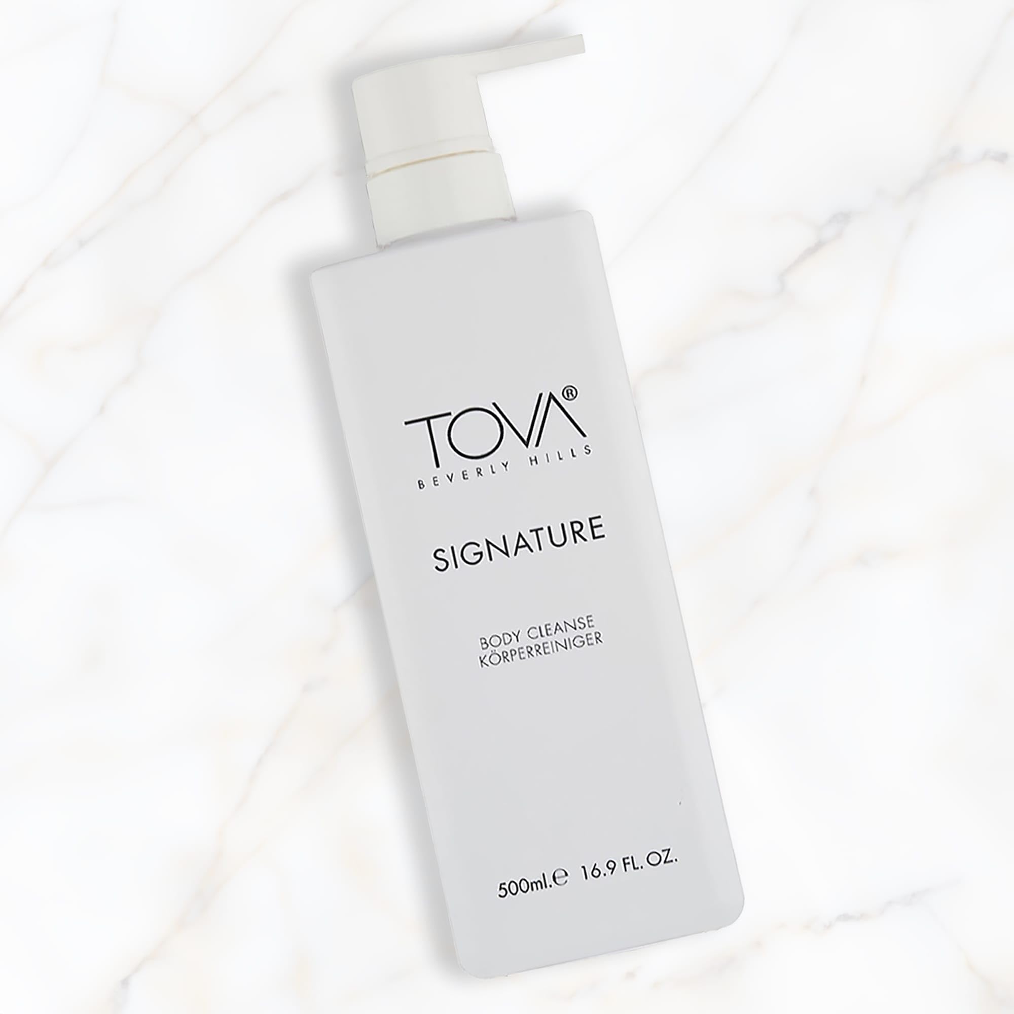Fragrance swirl highlights Tova Signature notes, offering a refreshing floral scent.