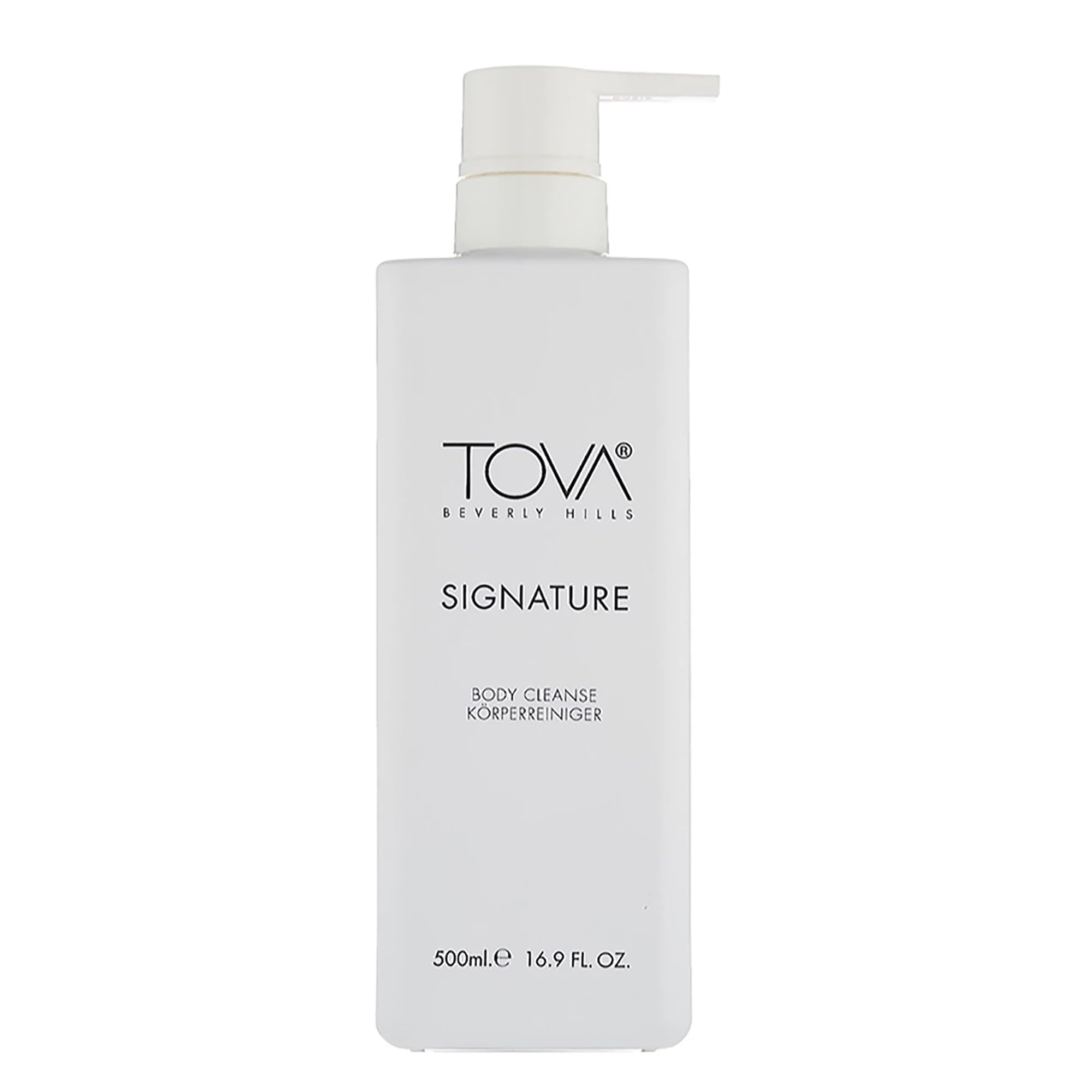 Tova Signature Body Cleanse pump bottle for easy dispensing and daily refreshing showers.