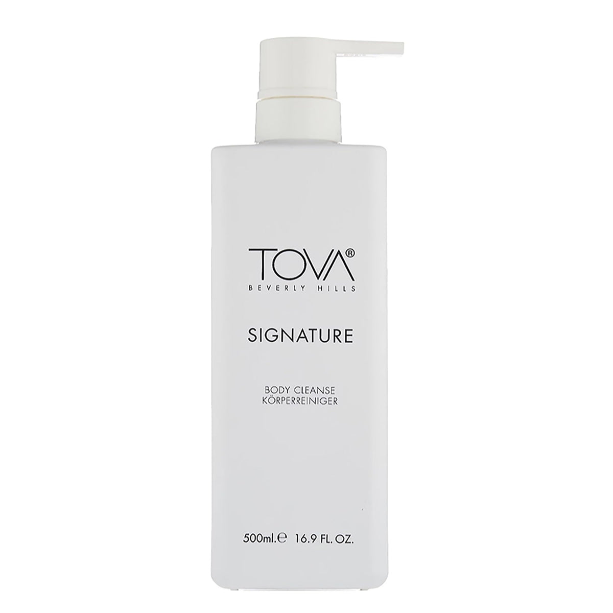 Tova Signature Body Cleanse pump bottle for easy dispensing and daily refreshing showers.