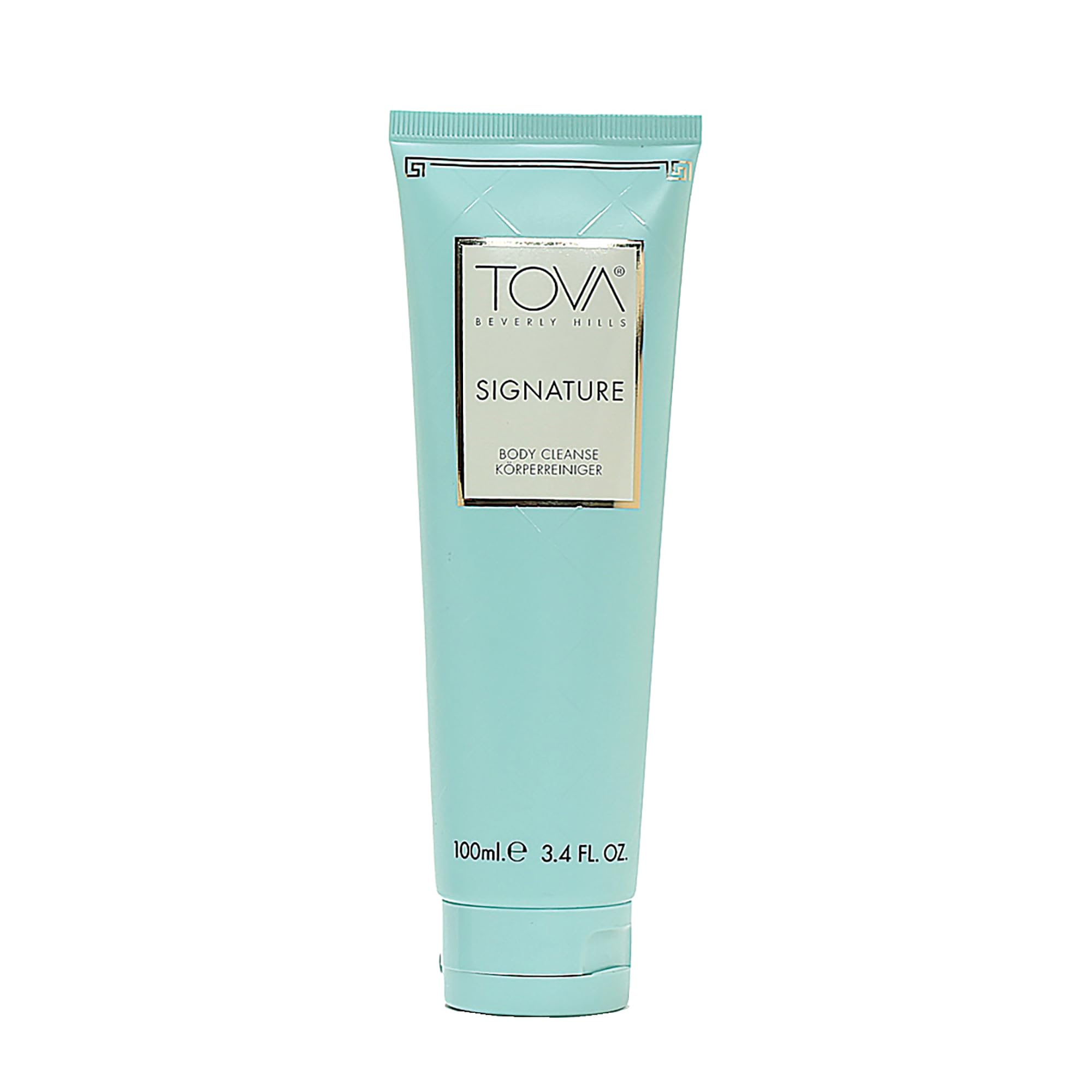 TOVA Signature bottle cornflower close-up shows a refreshing daily cleanse.