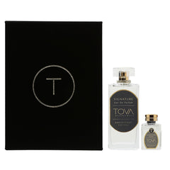 Tova Signature bottle front view highlighting fresh woody fragrance for daily wear