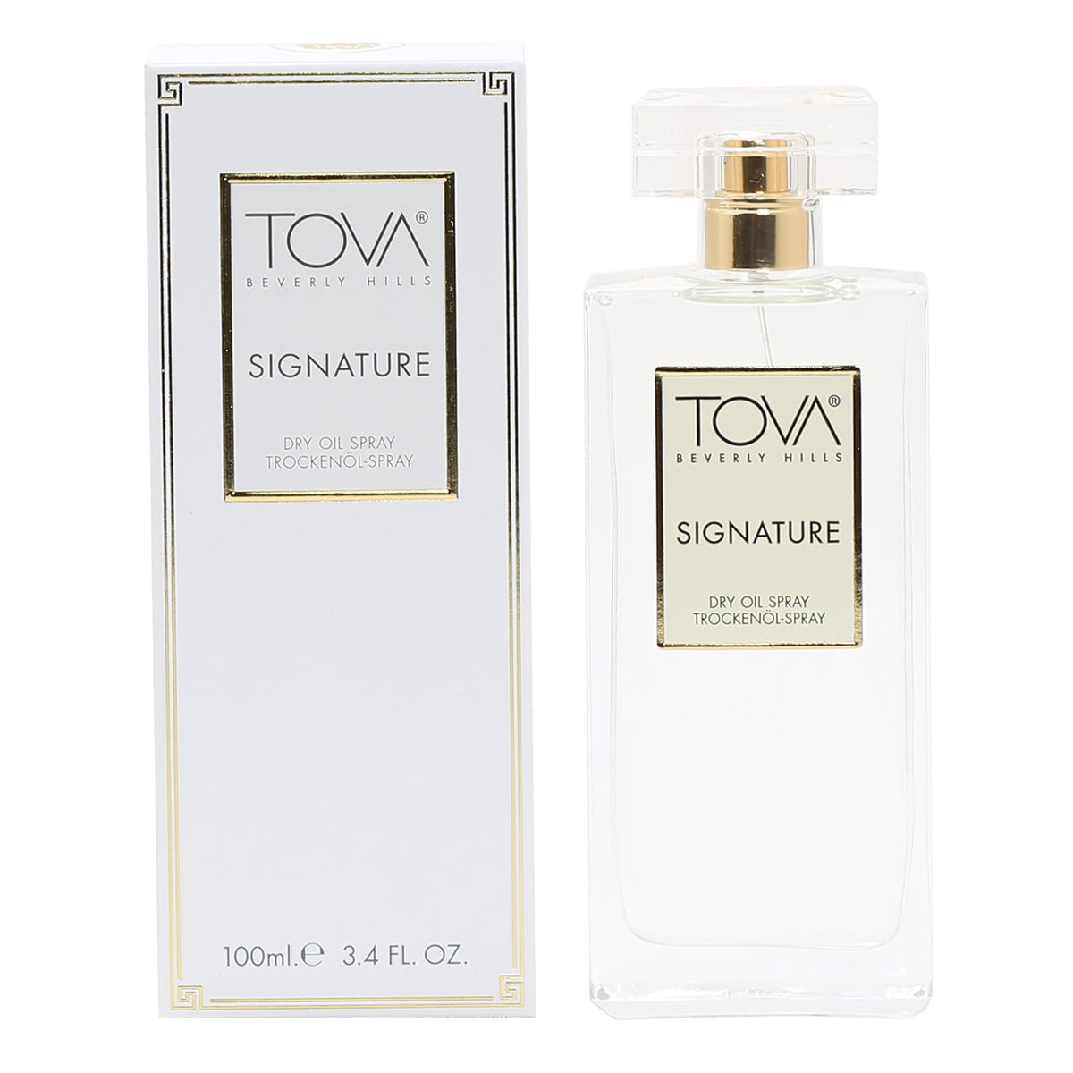 Tova Signature dry oil bottle: fast-absorbing hydration for soft, non-greasy skin.