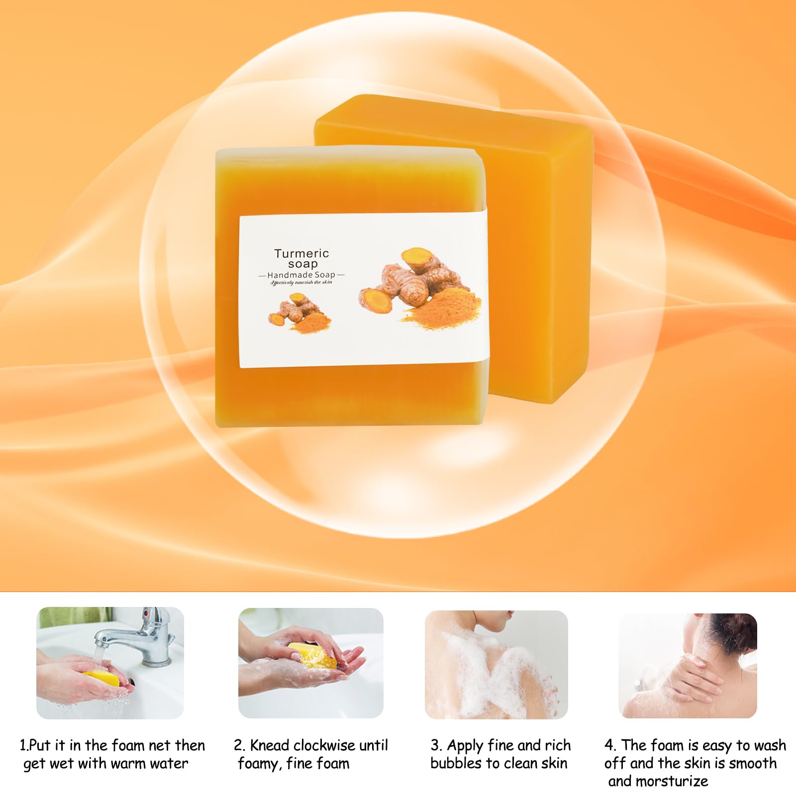 Tovaginsh natural oils and botanicals enrich the turmeric soap for softness