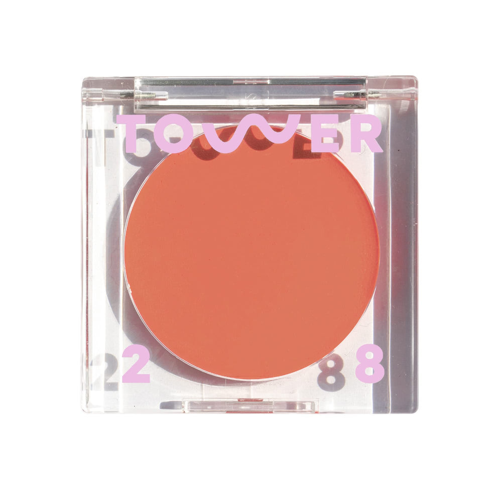 Tower 28 BeachPlease cream blush swatch in Rush Hour for radiant peach glow
