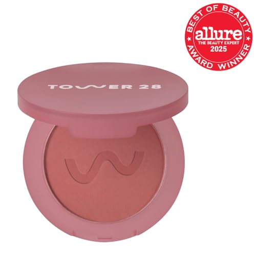 Tower 28 GetSet brush application shows soft, blurred matte flush