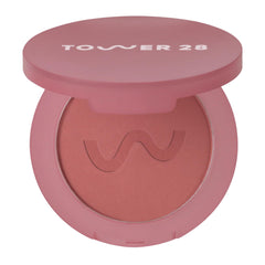 Tower 28 GetSet Matte Powder Blush Samo Spritzer swatch for vibrant color