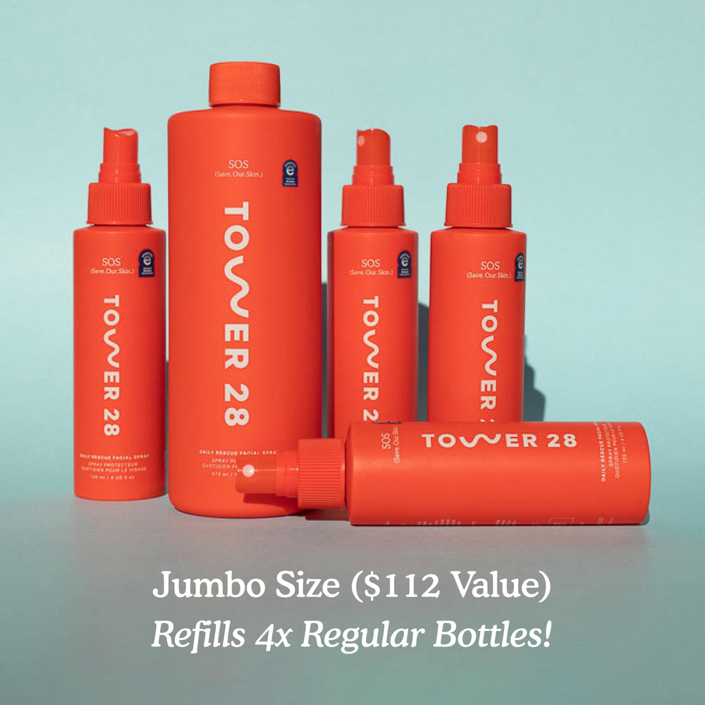 Tower 28 Jumbo SOS Recovery jar on shelf conveys premium packaging
