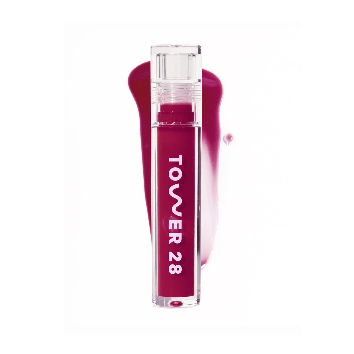 Tower 28 ShineOn Lip Jelly Wild packaging closeup highlighting vegan design for shoppers.