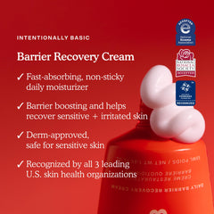 Applying Tower 28 SOS Recovery Face Cream to face and neck as part of a morning routine.