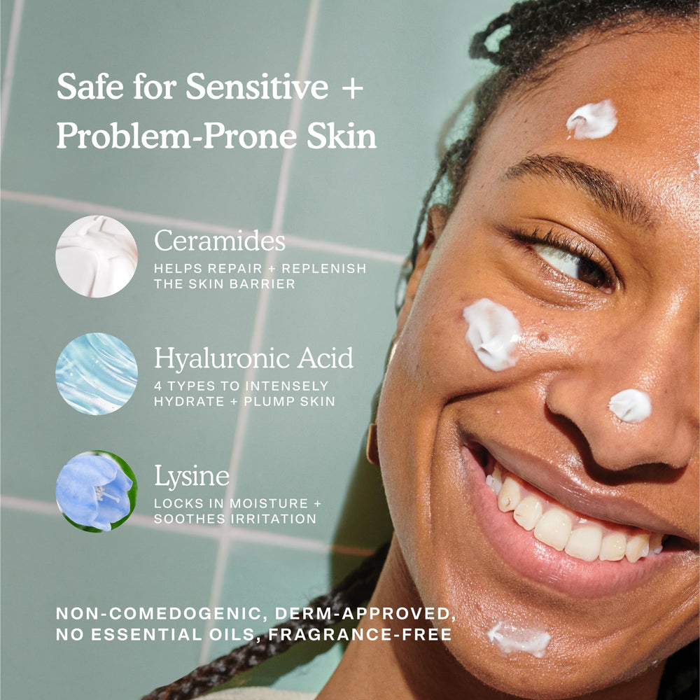 Fragrance-free label on Tower 28 SOS Recovery Face Cream supports sensitive skin needs.