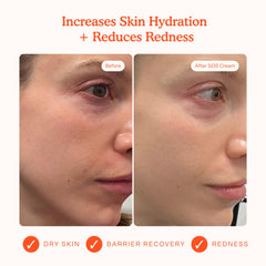 Texture swatch of Tower 28 SOS Recovery Face Cream showing a non-greasy, fast-absorbing consistency.