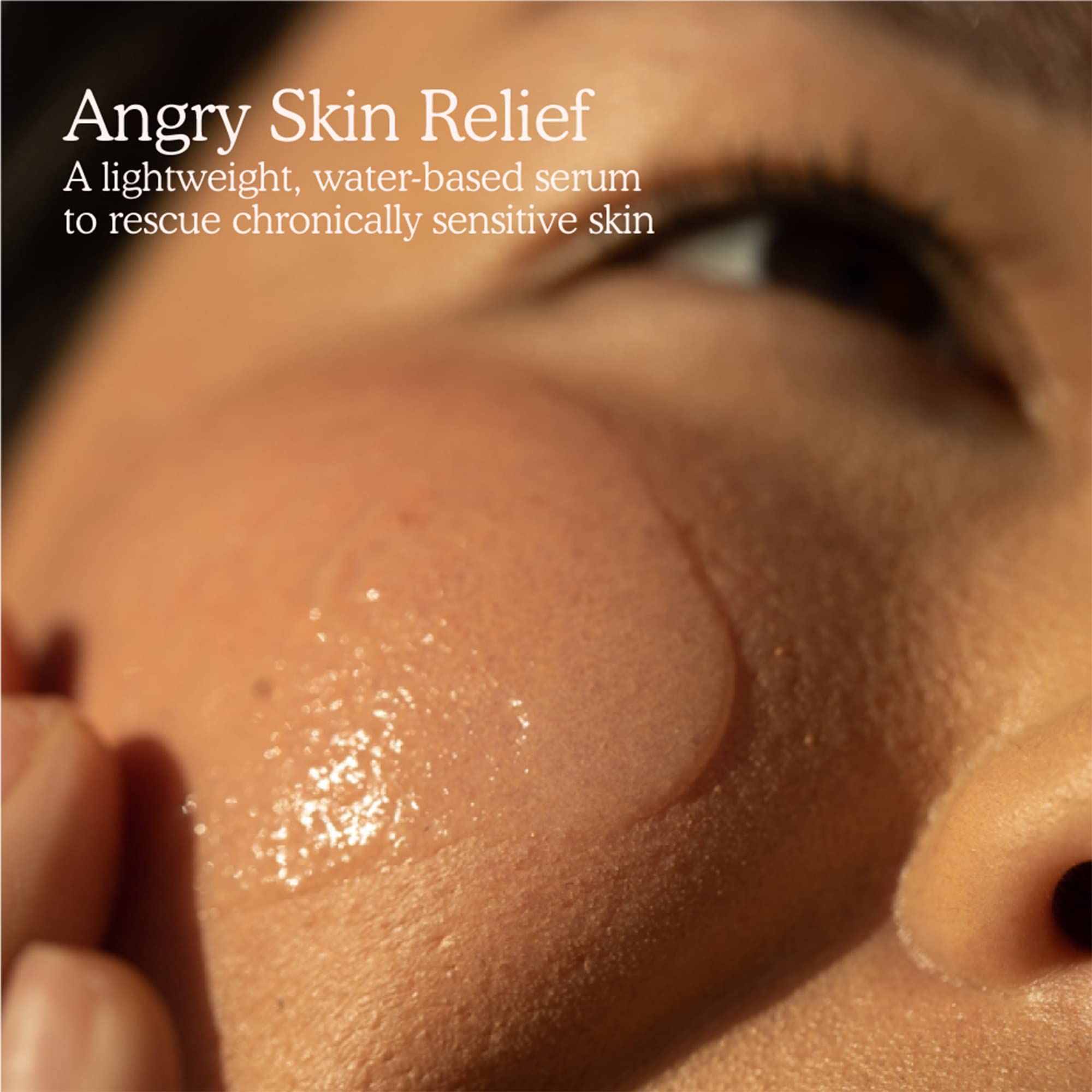 Tower 28 SOS Rescue Face Serum pump application illustrates easy, targeted use on irritated areas.